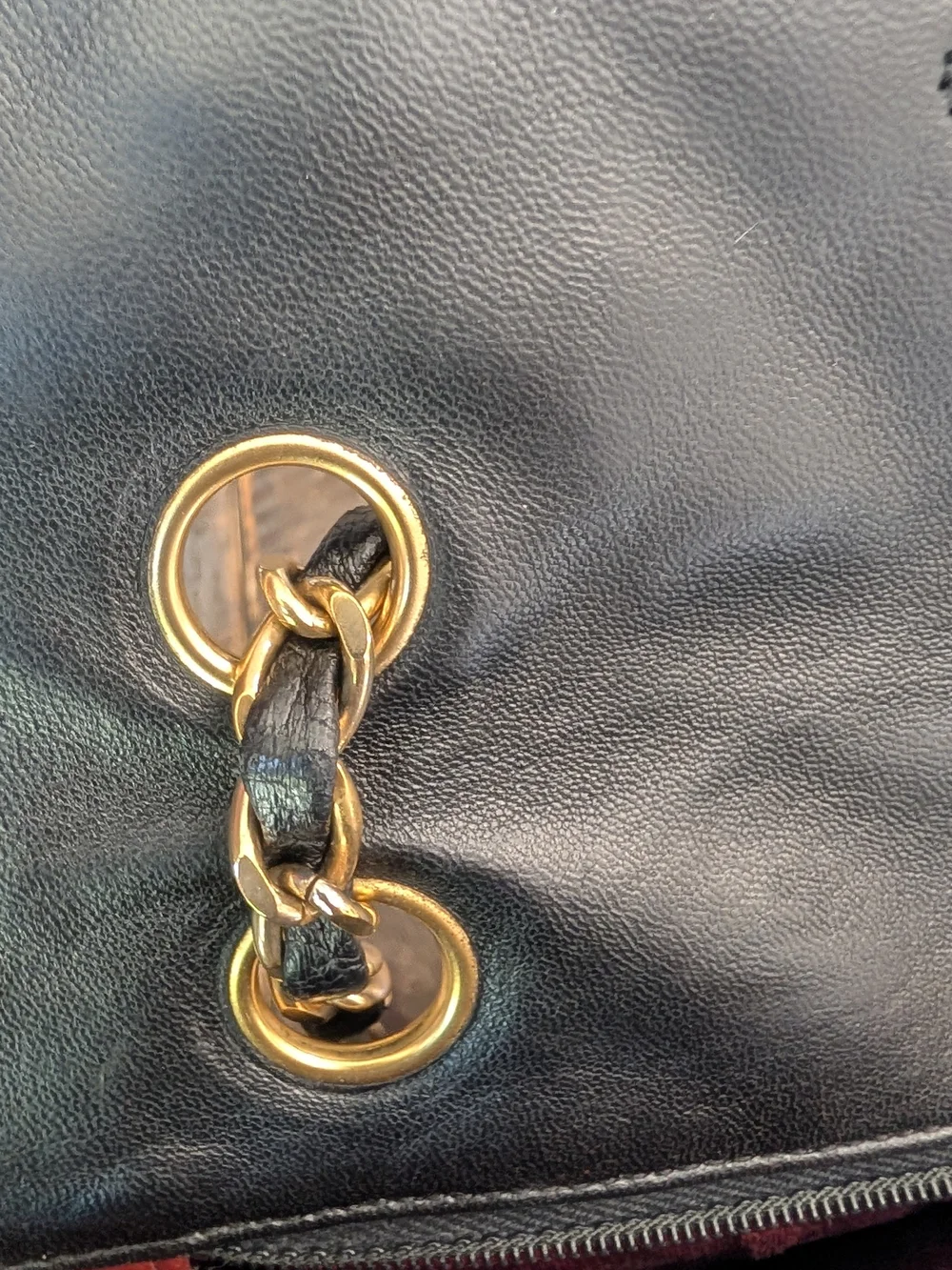 Chanel Vintage Black Quilted Leather Shoulder Bag with Gold Chain